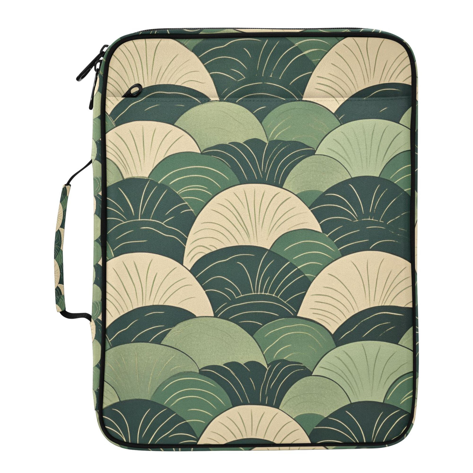 FORMRS Accordion File Folder A4 Size 7-Pocket Expanding Document Organizer Bag with 3 Ring Binder, Green Abstract Shapes