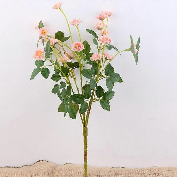 Ramo de 5 rosas artificiales de seda de 14 pulgadas con 5 tallos para decoración de bodas y hogar.