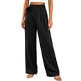 thumbnail image 4 of Oiangi Women's Wide Leg Dress Pants High Waist Tie Front Pant Pleated Casual Business Work Trousers with Pockets for Fall Black S, 4 of 9