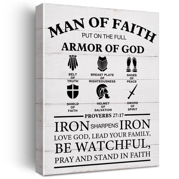 Christian Canvas Wall Art  Man of Faith Quotes Proverbs 27:17 Bible Poster Print Canvas  Home Decoration poster
