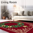thumbnail image 2 of ODIKA 4'x6' Machine Washable Non-Slip Area Rug, Yuletide Needlework with Traditional Holiday Designs High Traffic Rug, Red, 619967, 2 of 7