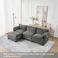 thumbnail image 2 of Hommoo 107-inch Cotton-Linen Velvet Texture L-shaped Sectional Sofa, 3 Seats Corner Sofa Set with Ottoman & Side Bag, Gray, 2 of 8