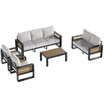 thumbnail image 2 of LazySunsets 5-Piece Outdoor Metal Conversation Set, Aluminumn Patio Sectional Sofa Chat Seating Sets, Light Gray, 2 of 9