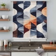 thumbnail image 5 of Navy Blue Burnt Orange Sheer Curtains 54 Inches Long, Geometric Retro Abstract Light Filering Curtains, Breathable Simi Curtain Privacy Drapes for Kitchen Bathroom Lightweight Small Window Treatment, 5 of 9