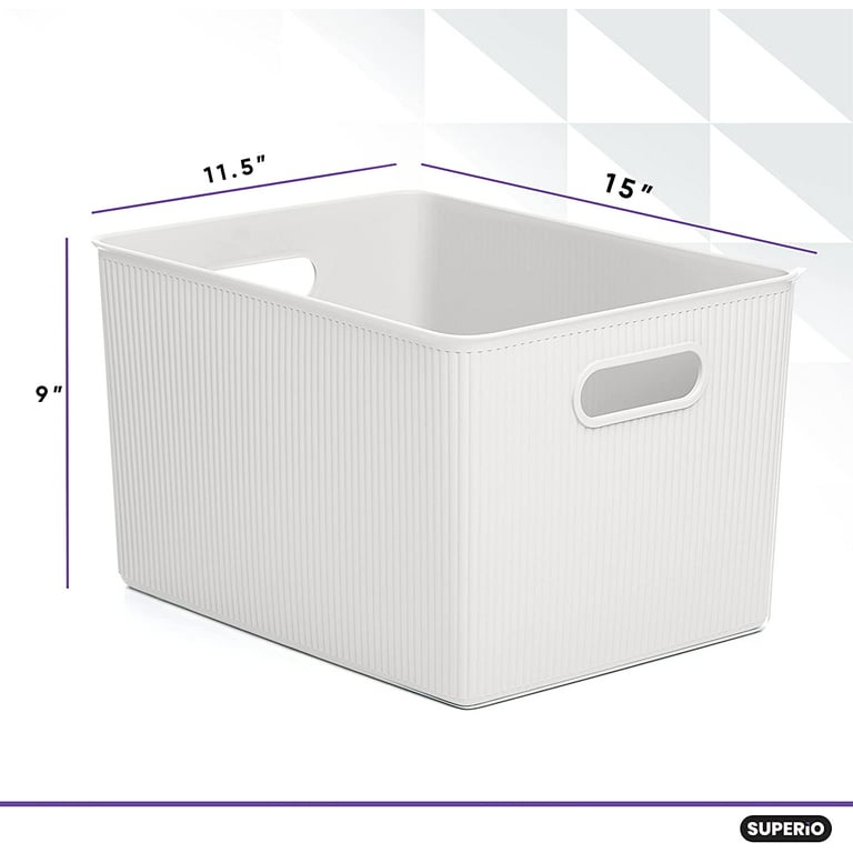 White Large Plastic Storage Bin 6 Pack - TCR2088603
