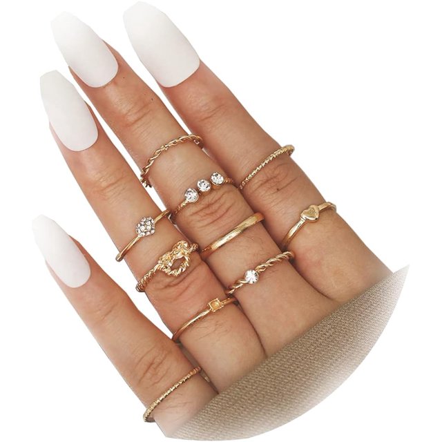 HAHDAXIA Stocking Stuffers for Teens Gold Stackable Rings Set for Women Vintage Knuckle Rings for Teen Girls Midi Rings Pack Statement Bohemian Stacking Rings for Women Multiple Rings Pack