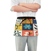 Yayeee Waist Apron with Pockets for Cooking Waterproof Half Server Aprons, Floral Patterns