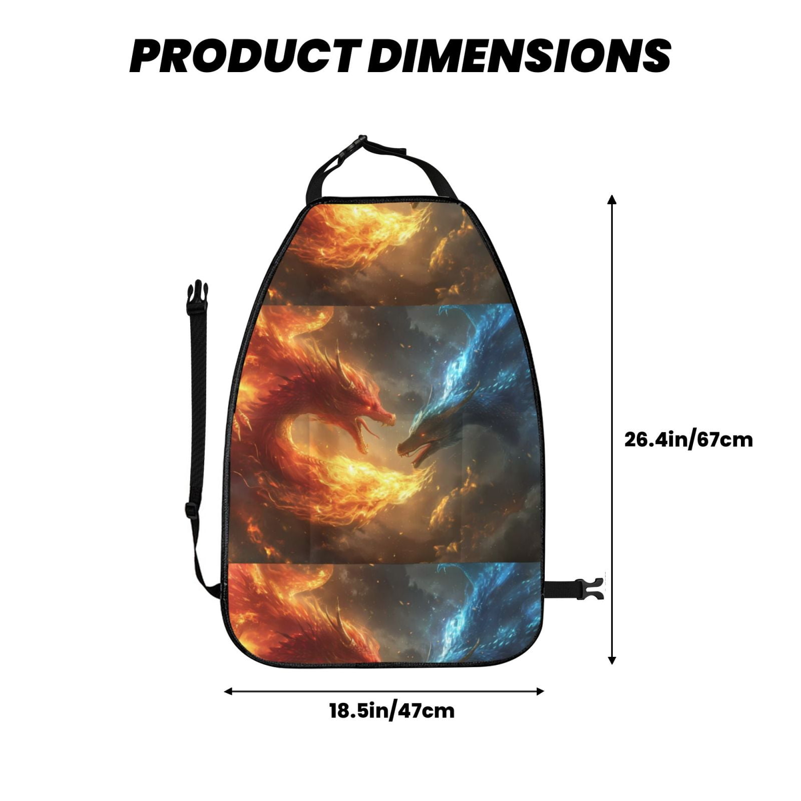 Xecao Red And Blue Fire Dragon B Pattern Car Seat Back Protector 2 Pack Large Capacity Pocket, Kick Mats Back Seat Protector