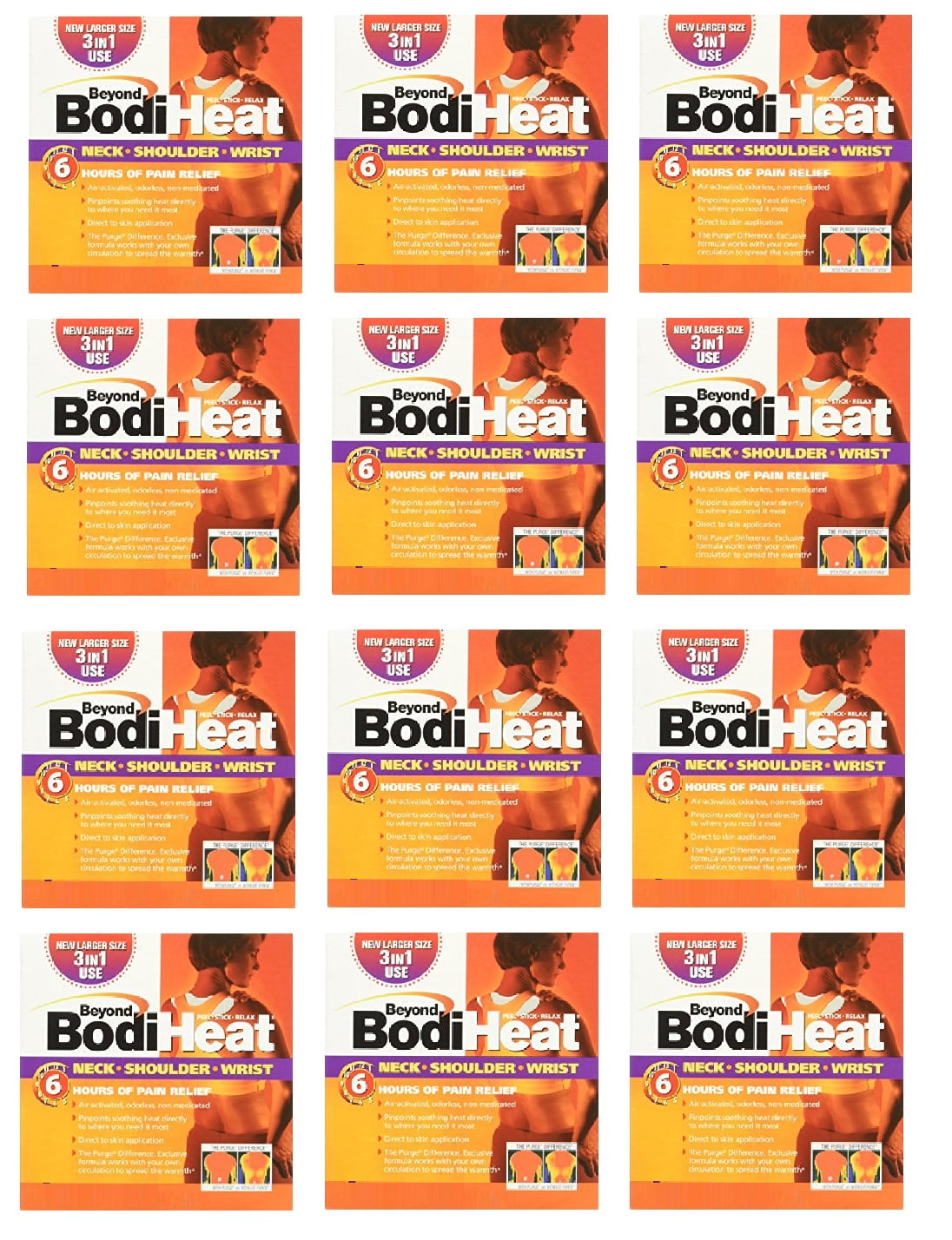 Beyond BodiHeat, Neck, Shoulder, Wrist Heating Pad, 6 Hours of Pain Relief, 12 Count