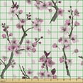 thumbnail image 2 of Ambesonne Vintage Asian Fabric by the Yard Upholstery, Cherry Blossoms Japan, 5 Yards, Baby Pink Umber Ivory, 2 of 5