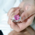 thumbnail image 4 of Rosec Jewels Lab Grown Pink Sapphire Cushion Cut Engagement Ring (12 mm, AAAA Grade) - Sapphire Moissanite Ring - with Jewelry Box, 925 Sterling Silver, US 4.00, 4 of 6