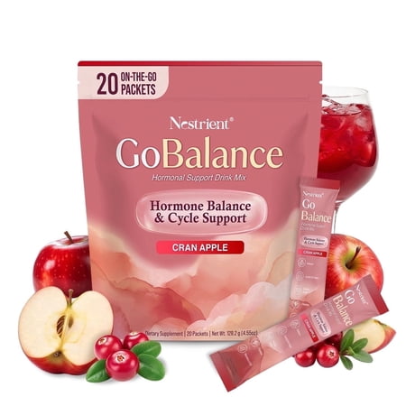 Nestrient GoBalance Myo & D-Chiro Inositol 40:1 Dietary Supplement Drink Mix for Women's Wellness - Cranberry Apple, 20 Stick Packets