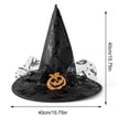 thumbnail image 3 of Halloween Witch Hat for Women, Black Lace Wizard Hat with Pumpkin Skeleton Rose Decor, Gothic Costume Accessory for Halloween Party Cosplay Carnival Dress Up, 3 of 5