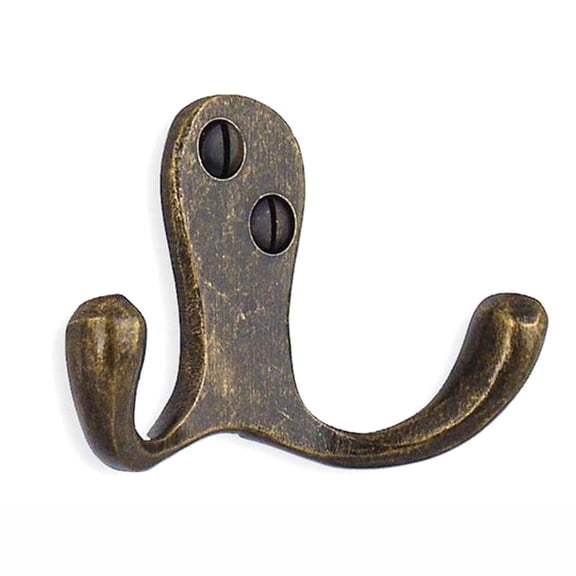 Double Coat Hook 1 3 By 4", Antique Brass