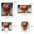 thumbnail image 6 of 4PCS Boys Shower Curtain Set - Basketball Shower Curtain - Sports Shower Curtain Sets with Bath Rugs Toilet Lid Cover and 12 Hooks Basketball Bathroom Decor, Blue, 70" x 70", 6 of 6