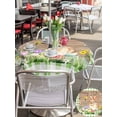 thumbnail image 4 of Outdoor Tablecloth with Umbrella Hole and Zipper, Happy Easter Bunny Round Table Cloth 54 Inch Waterproof Tablecloth, Spring Floral Wooden Sage Green Plaid Picnic Table Cover for Patio Camping, 4 of 7
