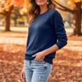 thumbnail image 5 of Huankd Womens Sweaters Crew Neck Long Sleeve Tops Knit Soft Pullover Sweaters Cozy Dressy Casual Shirts Fashion Clothing Dark Blue S, 5 of 5