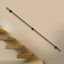 Steel Pipe Stair Handrail Staircase Handrail Outdoor 8 FT Black for Wall Mount