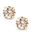 thumbnail image 2 of Gem Stone King 14K Yellow Gold Peach Morganite Stud Earrings for Women Men (2.30 Cttw, Gemstone October Birthstone, Round 7MM), 2 of 5