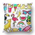thumbnail image 1 of BOSDECO Taie d'Oreiller Mode Été Patchs Flamant Rose Fruits Cocktail Surf 20x20 Pouces, 1 of 1