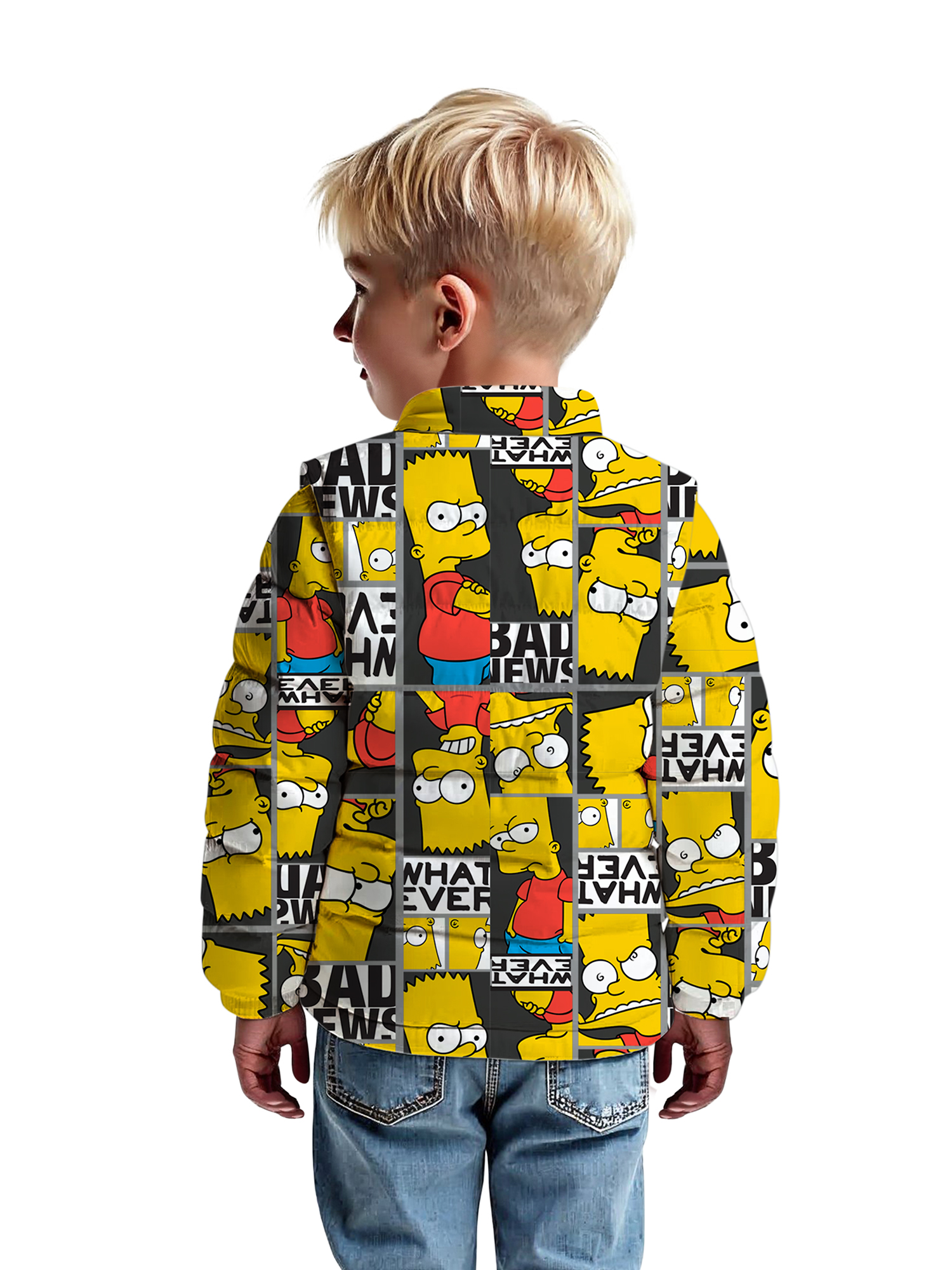 The Simpsons Boys Bart Graphic Zip-Up Puffer Jacket, Sizes 6-18