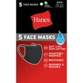thumbnail image 5 of Hanes 100% Cotton 5-Pack Adult Face Mask, Black, Unisex, 5 of 5