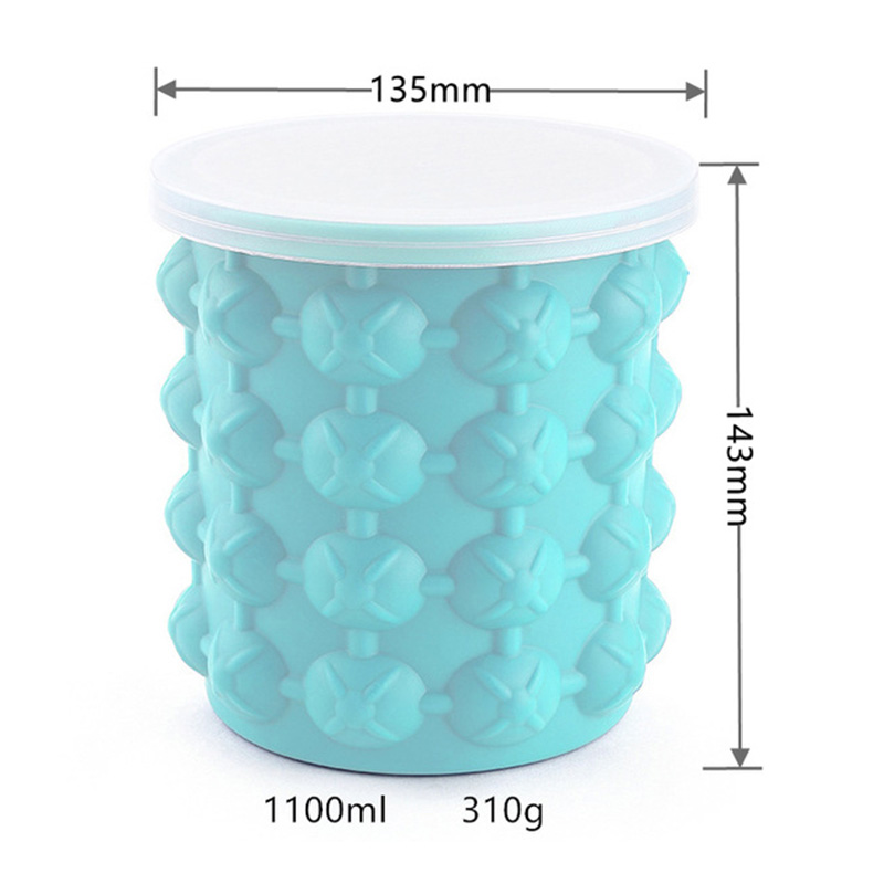 Silicone Ice Bucket Ice Mold with lid, Portable Space Saving Ice Bucket