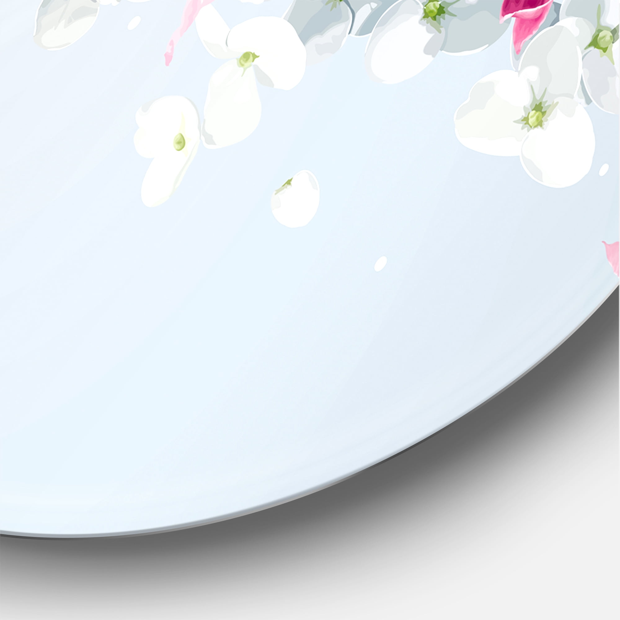 Designart 'Apple Blossom and Chrysanthemums' Traditional Circle Metal Wall Art 36x36 - Disc of 36