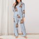 thumbnail image 2 of Fotbe Playful Walrus Wonders Conjunto de Pijama de Manga Larga para Mujer con Estampado, Ropa de Dormir de 2 Piezas, Conjunto de Casa Suave y Cómodo con Bolsillos-Small, 2 of 7