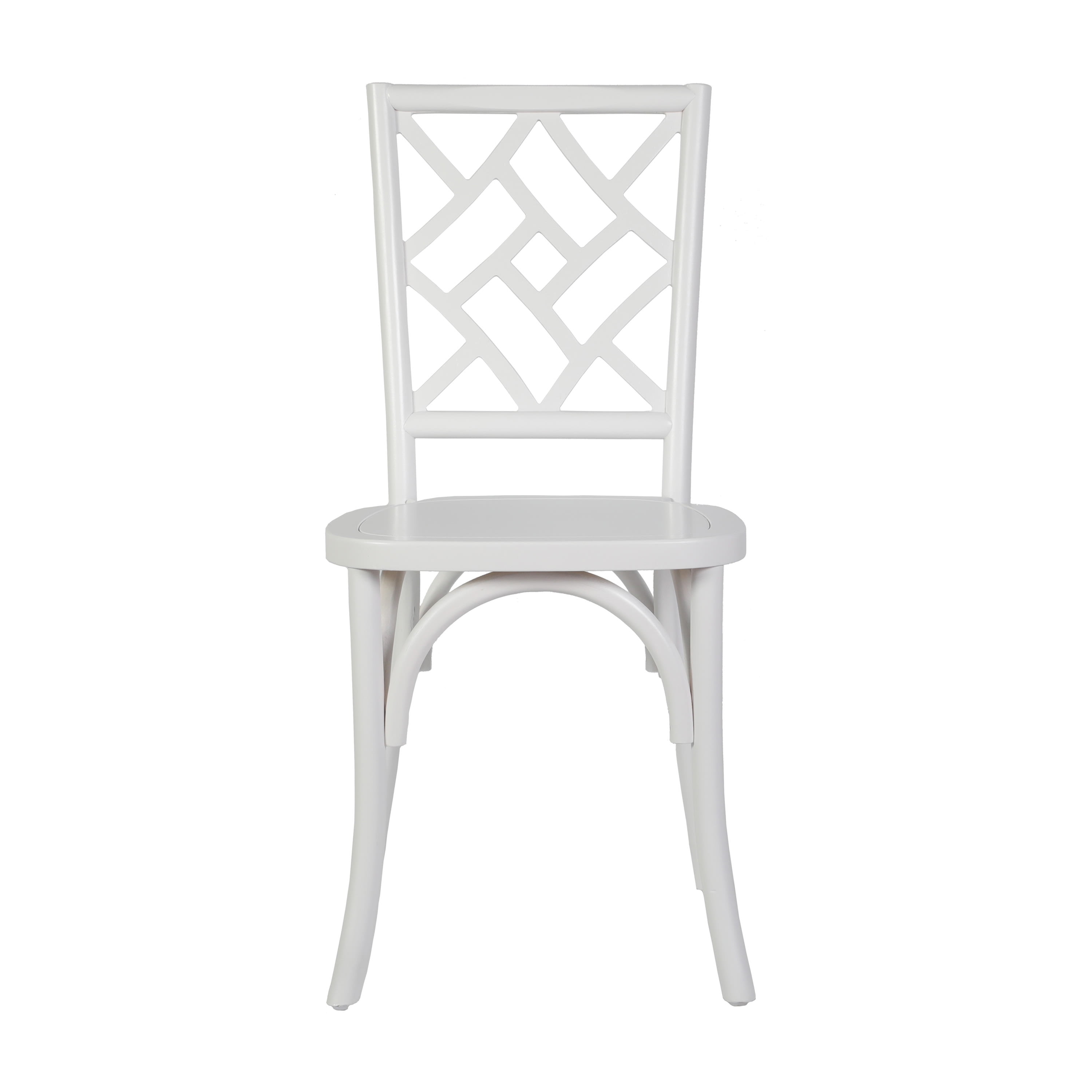 Merrick Lane Solid Wood Dining Chair with Stackable Design, Ornate Seat Back Accenting, and Elegant Finish in White