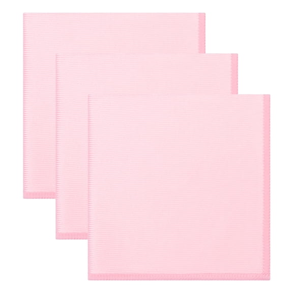 Unique Bargains 3pcs Fish Scale Streak Free Magic Glass Towels Pink 12" x 12"