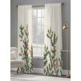 thumbnail image 3 of Christmas Sheer Curtains 96 Inch Length 2 Panels Set, Xmas Botanical Pine Needle Berry Rustic Voile Window Treatment Semi Sheer Long Curtains Drapes for Bedroom/Living Room/Kitchen 52"x96"x2, 3 of 7