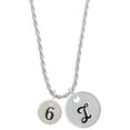 thumbnail image 1 of Delight Jewelry Silvertone Disc 1/2'' Number - 6 - Silvertone Script Initial Disc - I - Charm Necklace, 20"+3", 1 of 4