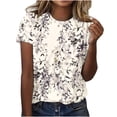 thumbnail image 2 of Plus Size Tops for Women ,Summer Tops,Women's Fashion Printed T-shirt Short Sleeves Blouse Round Neck Casual Tops Clearance Sales Today Deals Prime, 2 of 4
