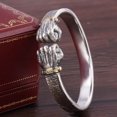 thumbnail image 3 of Pulsera personalizada retro sólido puño abierto puño de poder brazalete de plata joyería regalo tejido de moda, 3 of 4