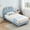 Blue, variant on Twin Bed Frame with Storage Headboard, Velvet Upholstered Platform Bedframe, Strong Wooden Slats, Noise-Free, Easy Assembly, No Box Spring Needed, Pink