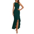 thumbnail image 1 of Vestido largo PRETTYGARDEN 2025 sin mangas con volantes verde oscuro, 1 of 8
