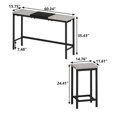 thumbnail image 4 of Mesa de comedor de cocina de diseño moderno, mesa de pub, mesa de comedor larga con 3 taburetes, diseño de taburete colgante conveniente, 4 of 5