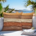 thumbnail image 3 of Throw Pillow Covers 18x18 Inch Set of 2, Farmhouse Burnt Orange Brown Waterproof Outdoor Pillow Covers, Vintage Wooden Striped Decorative Cushion Pillowcases for Couch, Sofa, Bed, Garden, Patio, 3 of 9