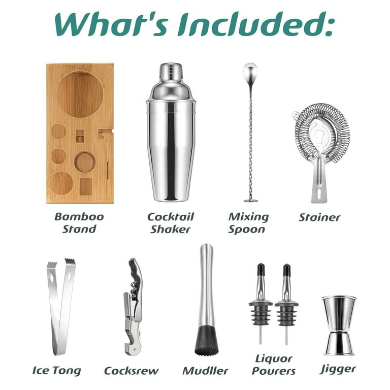 Semderm 10-Piece Cocktail Shaker Set, Stainless Steel Bartender