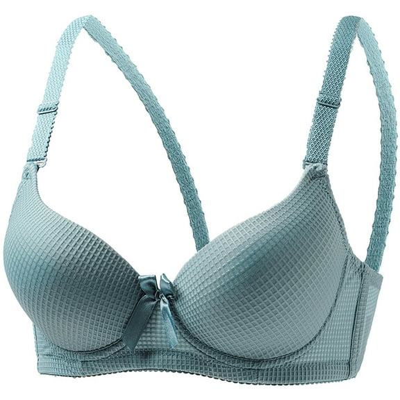 Fatuov Women's Full Coverage Wire Bra Supportive Soft T-Shirt Bra for Outdoor, Solid Color Push Up Lightly Lined Bra 42B, Blue