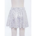 thumbnail image 4 of Lejafay Girls Flared Pleated A-Line Skirts Shiny Metallic Dance Performance Costume Cheerleading Uniform White S, 4 of 7