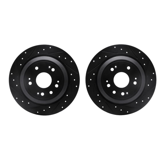 Dynamic Friction Company Rear Brake Rotors-Drilled and Slotted-Black 8002-59056