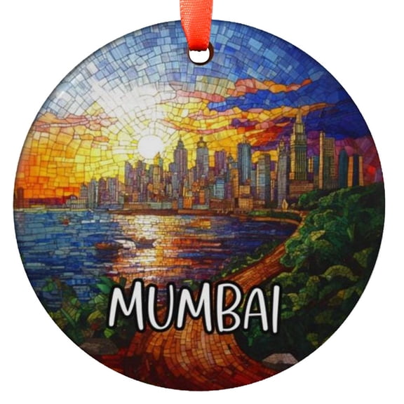 Custom Mumbai India Ornament |Faux |Unique Europe Souvenir |Vacation Travel Gift | Holiday Christmas Decor, Holiday Keepsake, Xmas Tree Hanging Decoration, Seasonal Gift Idea, Coll