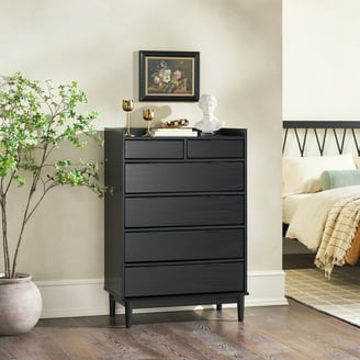 Walker Edison Annabelle Six Drawer Solid Wood Dresser, Black