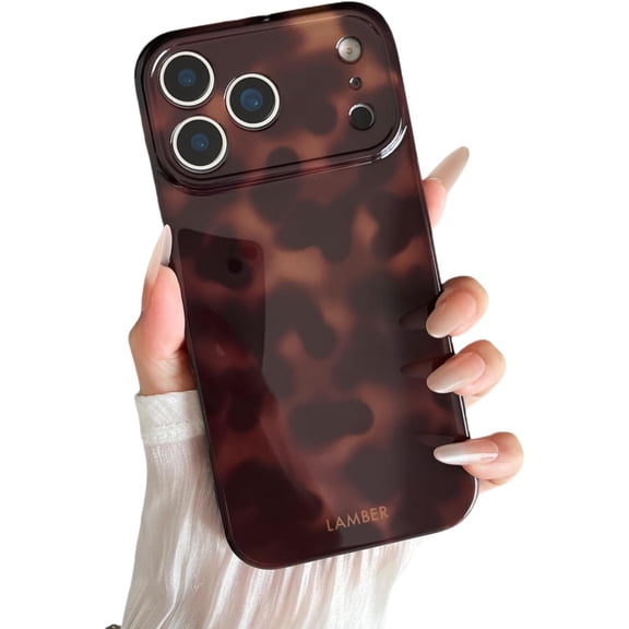 FRKSMD-Compatible with iPhone 17 Pro Max Case Amber Tortoise Shell Phone Case for Women Girls Soft TPU Shockproof Full Camera Protective Phone Cover Brown