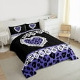 thumbnail image 3 of jejeloiu Cute Cartoon Loves Queen Comforter Set,Kawaii Leopard Print Bedding Sets,Purple Brown Bedding Comforter Set For Teens,Super Cozy Room Decor Reversible,3pcs, 3 of 8