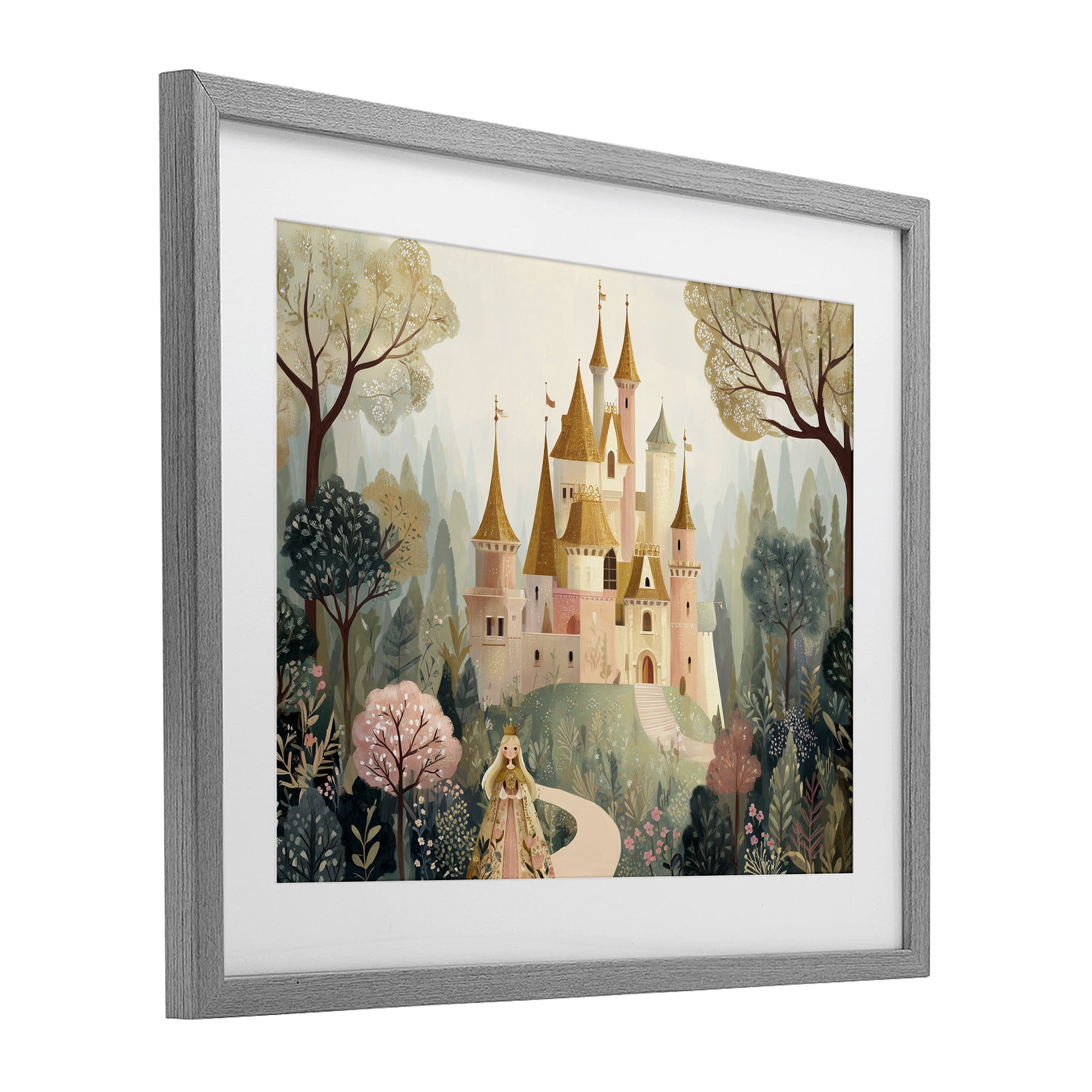 Stupell Industries Whimsical Castle Path Gray Framed Print Under Glass, design by Christine Simpson Art