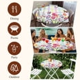 thumbnail image 7 of Tulips Spring Floral Round Tablecloth, Fitted Table Cover with Elastic for 55"-60" Round Tables, Flowers Butterfly Plaid Pastoral Table Cloth Outdoor Indoor Dinning Party Waterproof Tablecloths, 7 of 7