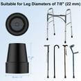 thumbnail image 2 of Cane Tips (6-Pack), 7/8" Replacement Rubber End Caps for Walking Cane & Sticks Foot Pad Accessory, Black, 2 of 5